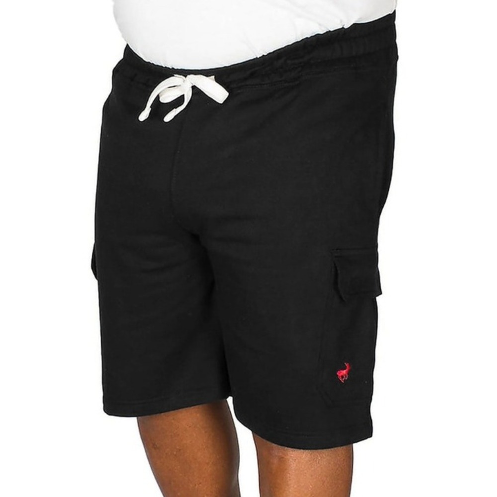 Bigdude Men's Black Fleece Jersey‎ Elastic Drawstring Cargo Shorts Size 2XL NWT